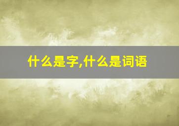 什么是字,什么是词语