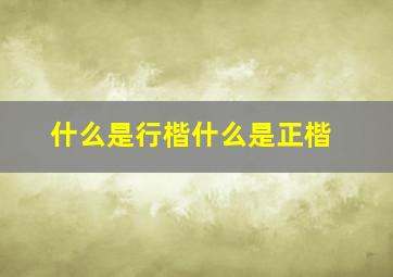 什么是行楷什么是正楷