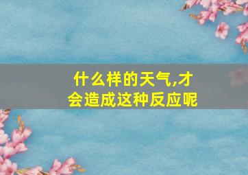 什么样的天气,才会造成这种反应呢