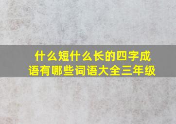 什么短什么长的四字成语有哪些词语大全三年级