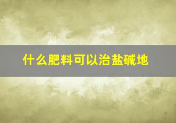 什么肥料可以治盐碱地