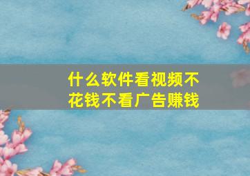 什么软件看视频不花钱不看广告赚钱