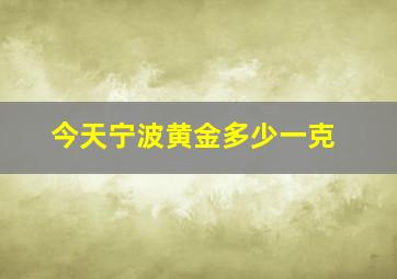 今天宁波黄金多少一克