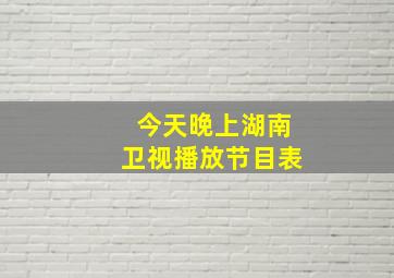 今天晚上湖南卫视播放节目表