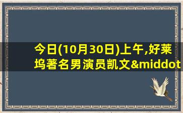 今日(10月30日)上午,好莱坞著名男演员凯文·史