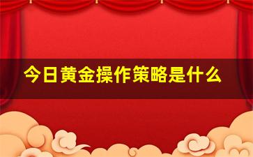 今日黄金操作策略是什么