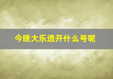 今晚大乐透开什么号呢