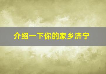 介绍一下你的家乡济宁