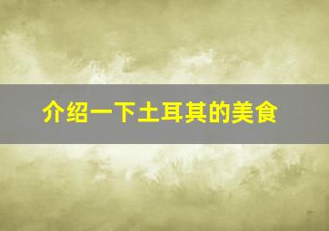 介绍一下土耳其的美食