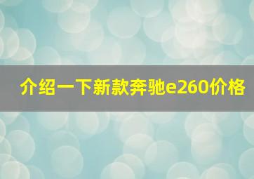 介绍一下新款奔驰e260价格