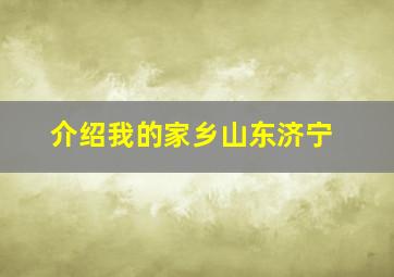 介绍我的家乡山东济宁