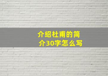 介绍杜甫的简介30字怎么写