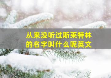 从来没听过斯莱特林的名字叫什么呢英文