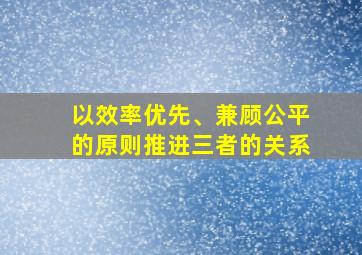 以效率优先、兼顾公平的原则推进三者的关系