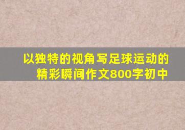 以独特的视角写足球运动的精彩瞬间作文800字初中