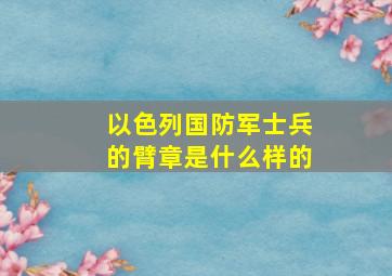 以色列国防军士兵的臂章是什么样的