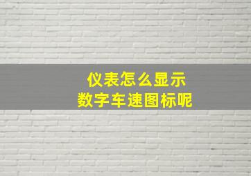 仪表怎么显示数字车速图标呢