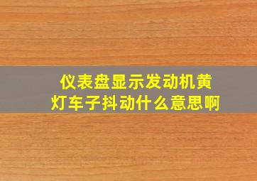 仪表盘显示发动机黄灯车子抖动什么意思啊