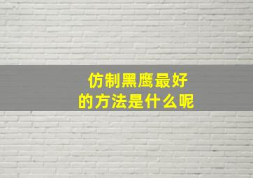 仿制黑鹰最好的方法是什么呢