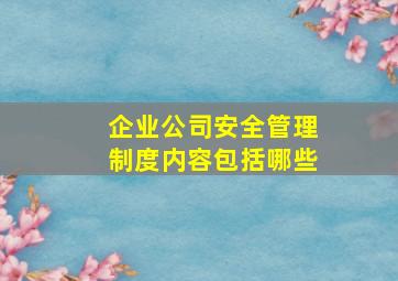 企业公司安全管理制度内容包括哪些