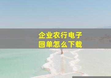 企业农行电子回单怎么下载