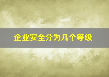 企业安全分为几个等级