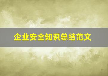 企业安全知识总结范文