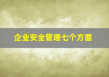 企业安全管理七个方面