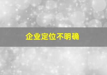 企业定位不明确