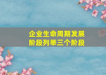 企业生命周期发展阶段列举三个阶段