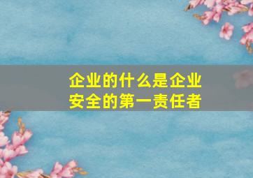 企业的什么是企业安全的第一责任者