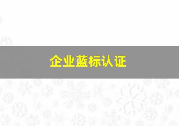 企业蓝标认证