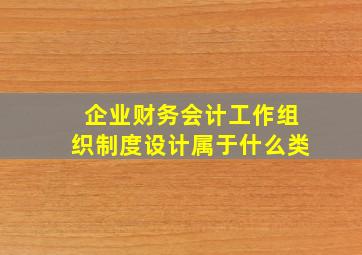 企业财务会计工作组织制度设计属于什么类