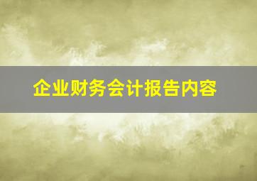 企业财务会计报告内容