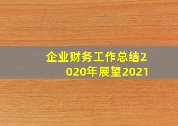 企业财务工作总结2020年展望2021