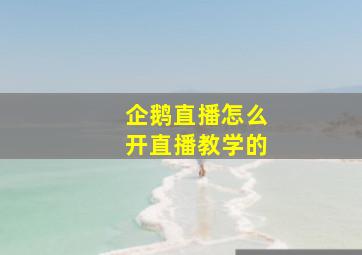 企鹅直播怎么开直播教学的