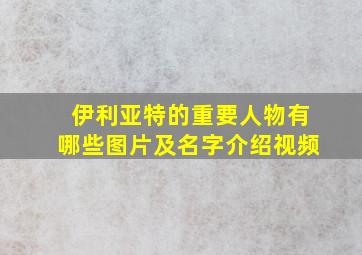 伊利亚特的重要人物有哪些图片及名字介绍视频