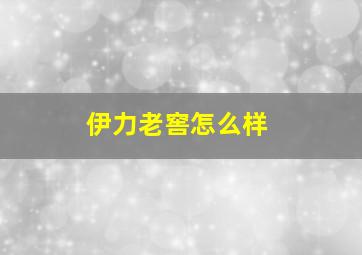 伊力老窖怎么样