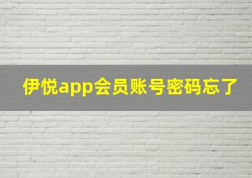 伊悦app会员账号密码忘了