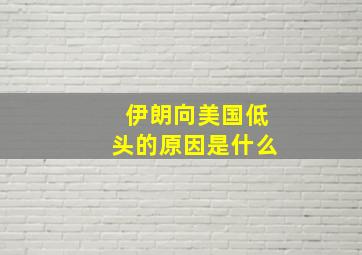 伊朗向美国低头的原因是什么