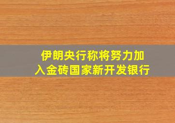 伊朗央行称将努力加入金砖国家新开发银行