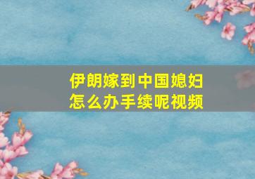 伊朗嫁到中国媳妇怎么办手续呢视频