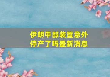 伊朗甲醇装置意外停产了吗最新消息