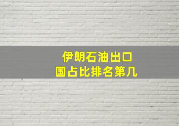 伊朗石油出口国占比排名第几