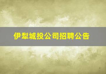 伊犁城投公司招聘公告