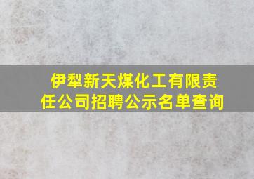 伊犁新天煤化工有限责任公司招聘公示名单查询