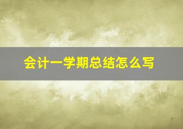 会计一学期总结怎么写