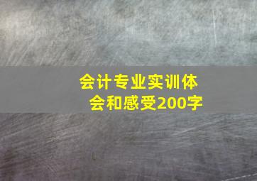 会计专业实训体会和感受200字