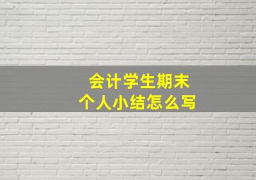 会计学生期末个人小结怎么写