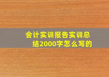 会计实训报告实训总结2000字怎么写的